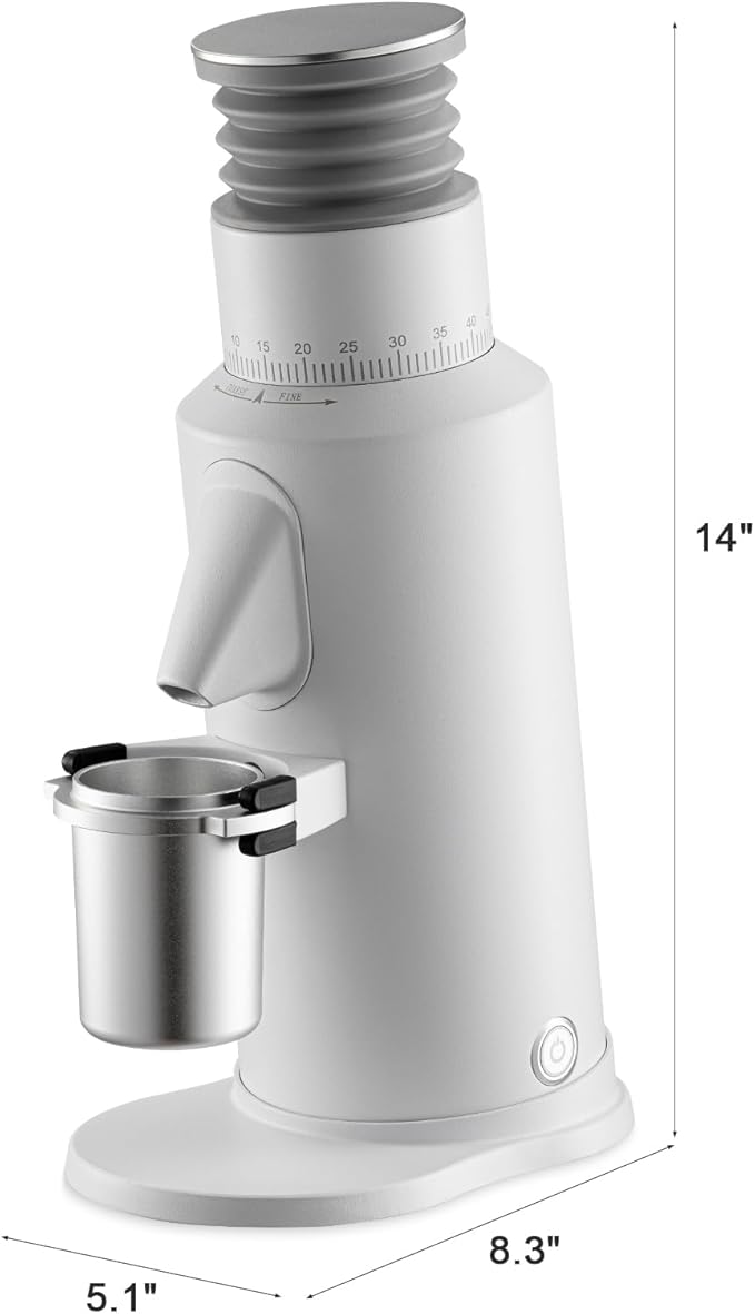 T64 Single Dose Coffee Grinder, 64mm Flat Burrs Electric Espresso Grinder (White)