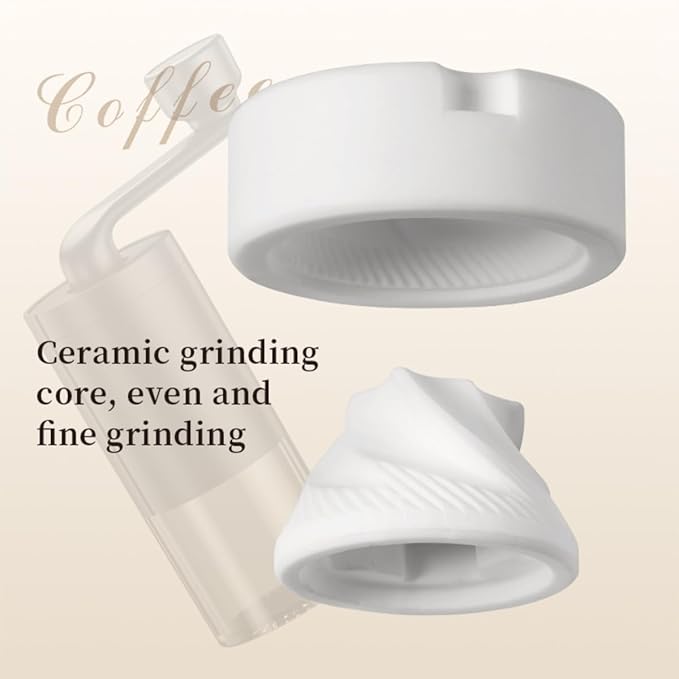 Manual Conical Burr Coffee Grinder, Ceramic Mill, Hand Crank,Portable,Perfect for Espresso maker at home,Travel,Camping,Internal Adjustable Setting, Visible Powder Bin
