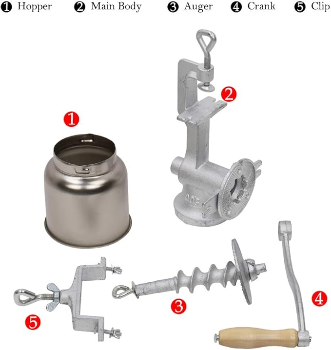 Hand Crank Grain Mill, Hand Crank Manual Grain Grinder Portable Table Clamp Maker Corn Mill for Wheat Grains coffee Nut Mill Tall Home Kitchen Commercial Use,Silver