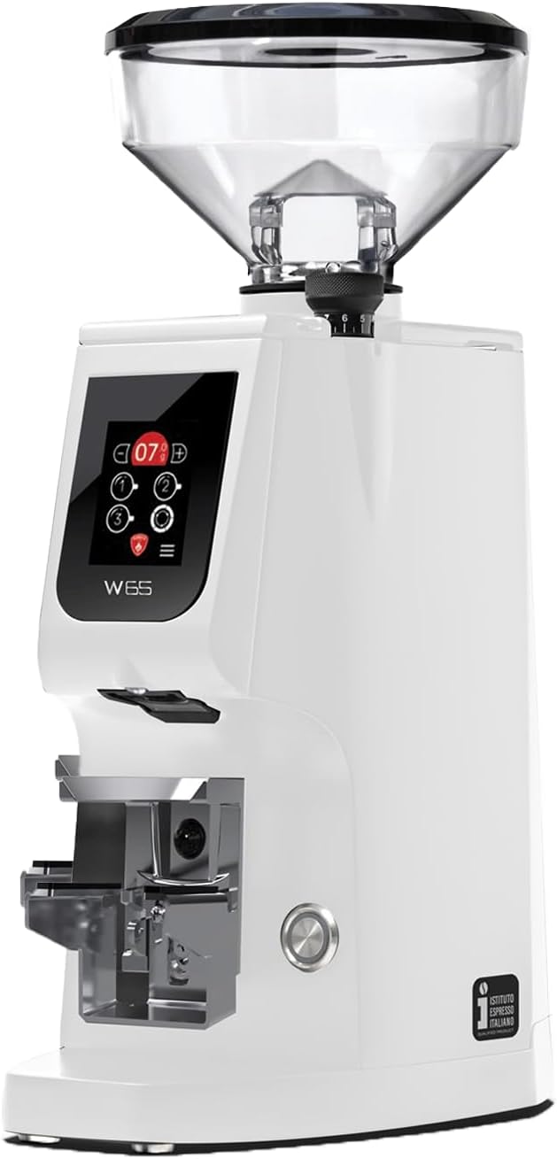 Eureka Atom W65 Grind-by-Weight Espresso Grinder | 65 mm Flat Burrs, Silent Technology, ACE Anti-Static System, Stepless Micrometric Adjustment, Touch Display & Hands-Free Fork