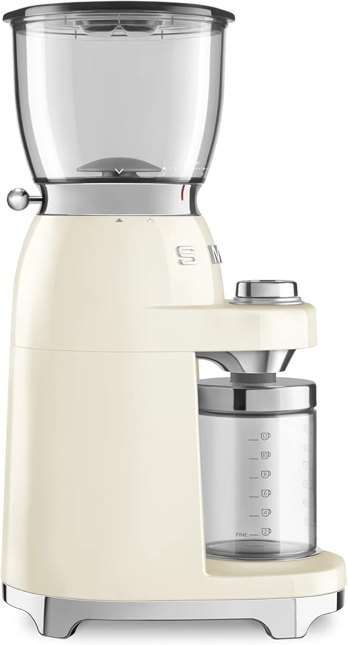 Smeg 50's Retro Style Aesthetic Coffee Grinder, CGF01 (Cream)