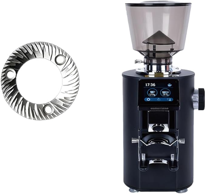 Coffee Grinder with 64mm Titanium-Coated Flat Burrs, 350W Electric Espresso Grinder, Stepless Adjustment, 500g Hopper, Weight-Based Dosing, Aluminum, Black/White (Black stainless steel)