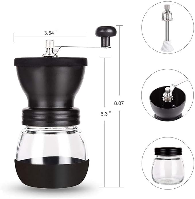 1pc Hand Grinding Coffee Machine Manual Small Grinder for Coffee Beans - Perfect for Home Use with wooden brush and stainless steel spoon