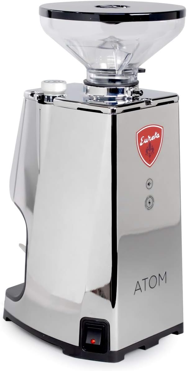 Eureka Atom Speciality 65 Espresso Grinder - Short Hopper | 65mm Flat Burrs | Silent Technology | Programmable Dosing | (Chrome)