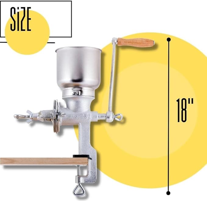 Hand Crack Corn Grain Mill Grinder Manual Mill Food Grinder Grain Mill Iron for Corn Coffee Food Wheat Oats Nut Herbs Spices Seeds Crusher Great for Restaurants Commercial Kitchens Bakery