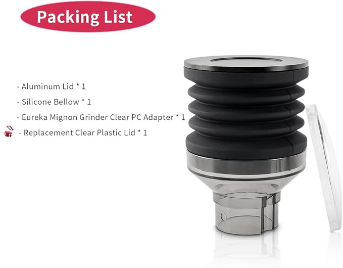 Single Dose Hopper Compatible with Eureka Mignon Espresso Coffee Grinder Silicone Bellow for Blow Out Residual Coffee Grounds (Transparent Adapter)