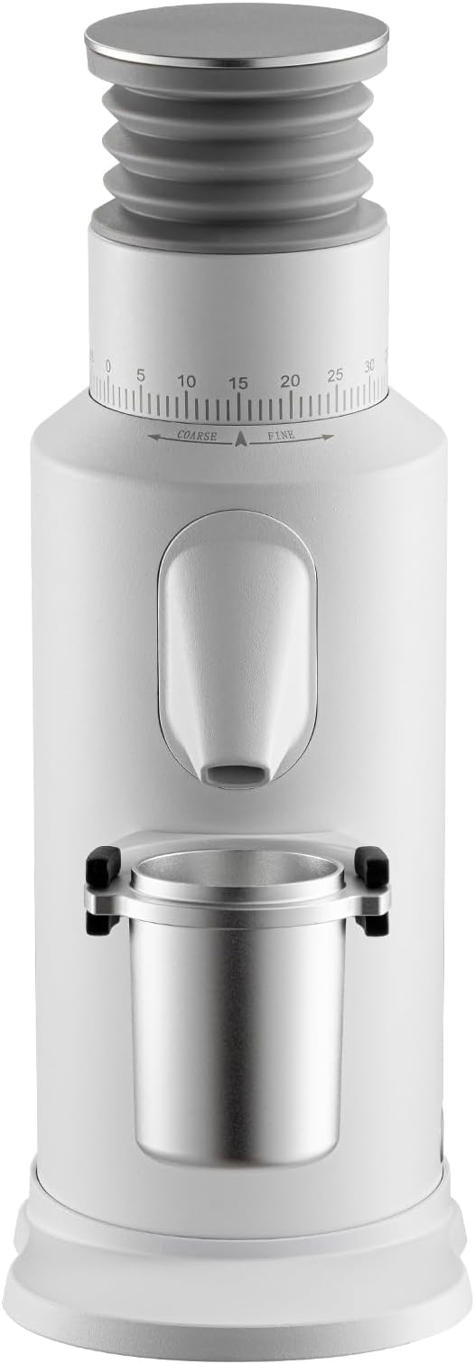 T64 Single Dose Coffee Grinder, 64mm Flat Burrs Electric Espresso Grinder (White)