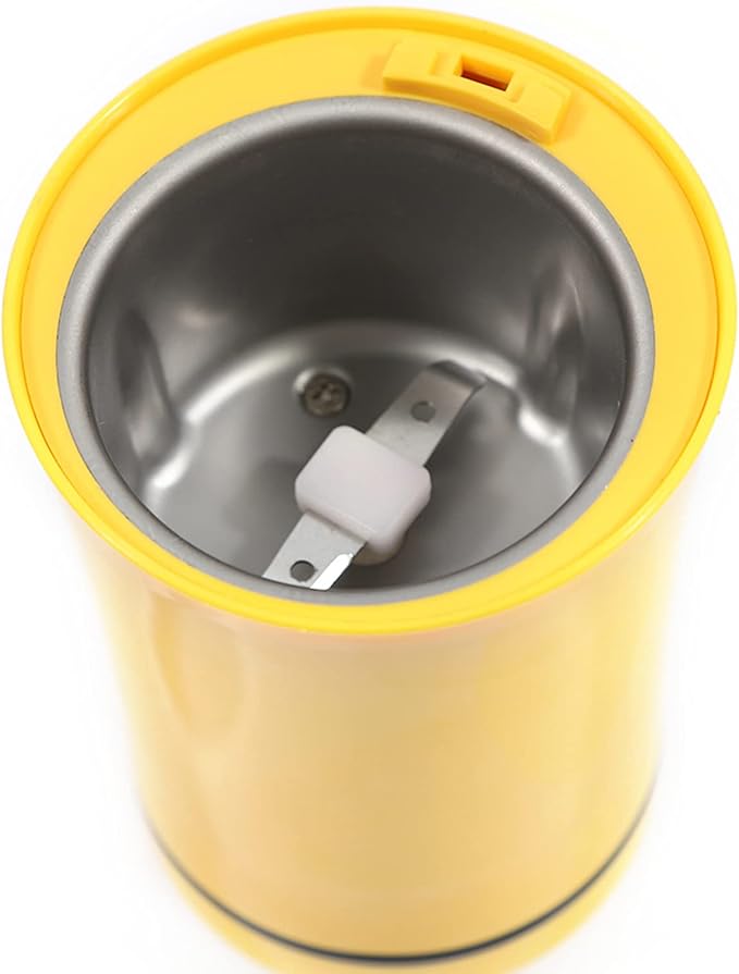 Electric Coffee Grinder, Powerful Spice Grinder Coffee Beans Grinder Coffee Mill Fresh Grind with Stainless Steel Blade, 50g Grinding Capacity, 150W 110V (Yellow)