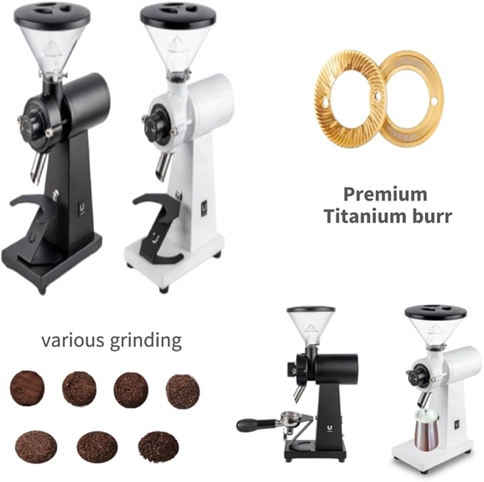 Urbanic 080 Electric Coffee Grinder (110~220v) / flat Titanium burr 60mm / Fine-setable in 100 steps (Black) / (Made in Korea)