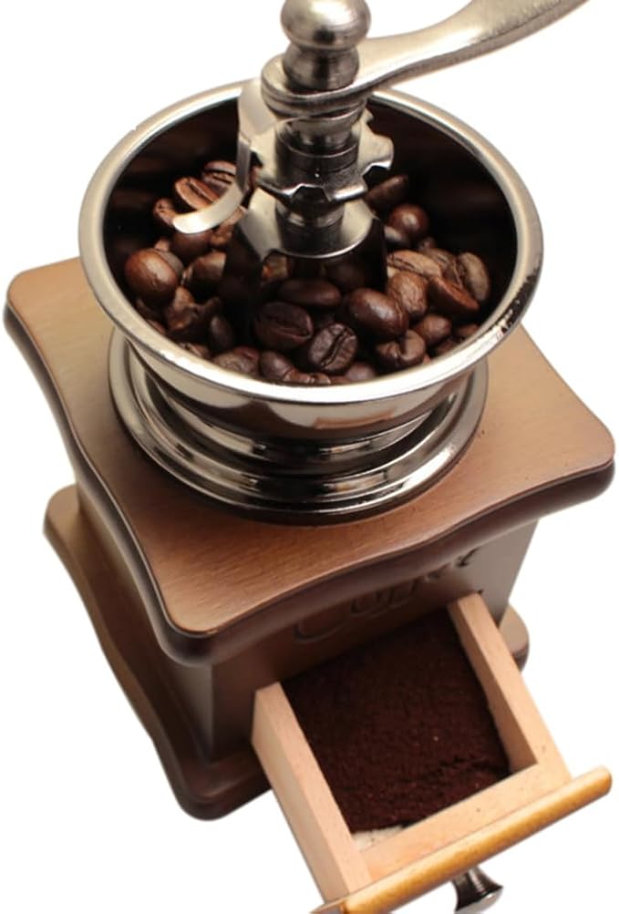 ABOOFAN Vintage Manual Coffee Bean Grinder with Ceramic Burr Hand Mill for Fresh Ground Coffee at Home