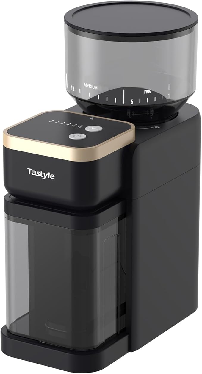 Electric Burr Mill Coffee Grinder with 18 Precise Grind Settings for Espresso, Drip and French Press, Adjustable Burr Coffee Grinder in Black