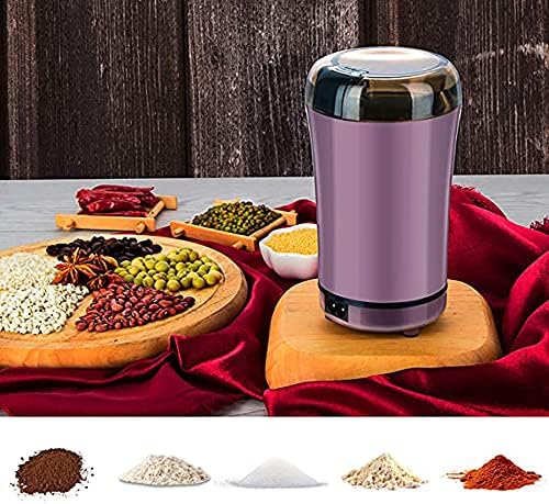 Electric Coffee Grinder, Automatic Coffee Bean Grind Mill with Stainless Blade Portable One-Touch Control Spice Grinder with Clear Lid for Grains, Herbs, Nuts, Salts, 2Oz / 8Cups, Purple