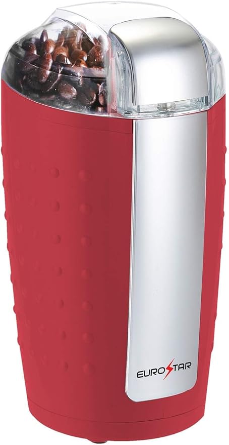 EUROSTAR EG201R 3oz Electric Coffee Grinder with Stainless Steel Blades, Red