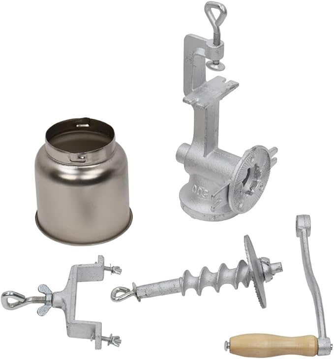 Hand Crank Grain Mill, Hand Crank Manual Grain Grinder Portable Table Clamp Maker Corn Mill for Wheat Grains coffee Nut Mill Tall Home Kitchen Commercial Use,Silver