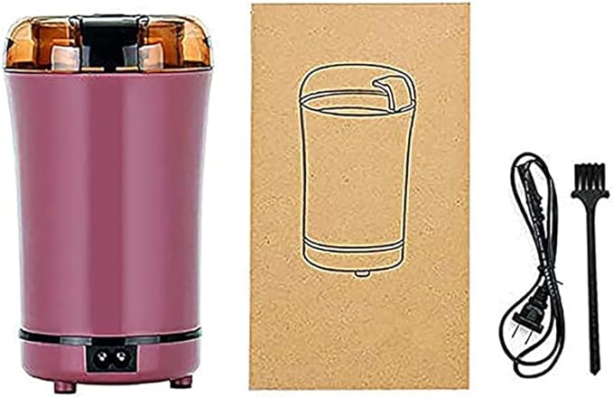 Electric Coffee Grinder, Automatic Coffee Bean Grind Mill with Stainless Blade Portable One-Touch Control Spice Grinder with Clear Lid for Grains, Herbs, Nuts, Salts, 2Oz / 8Cups, Purple