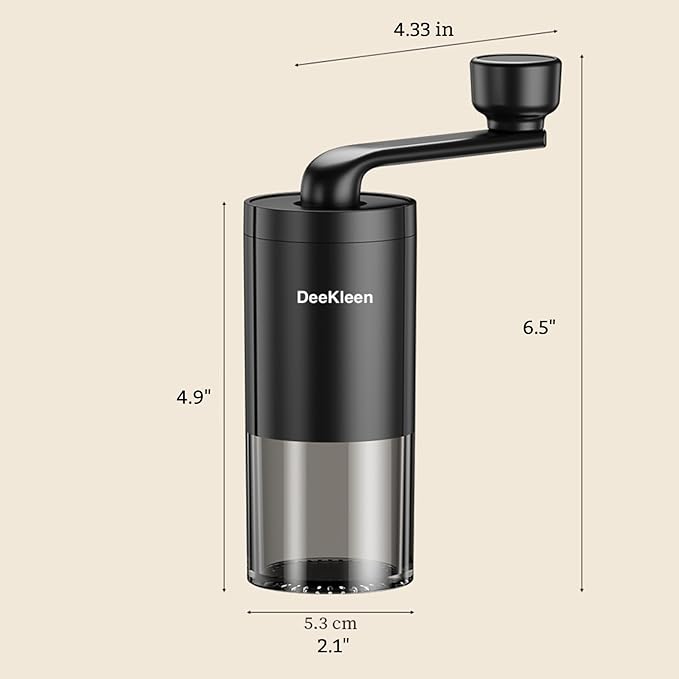 Manual Conical Burr Coffee Grinder, Ceramic Mill, Hand Crank,Portable,Perfect for Espresso maker at home,Travel,Camping,Internal Adjustable Setting, Visible Powder Bin