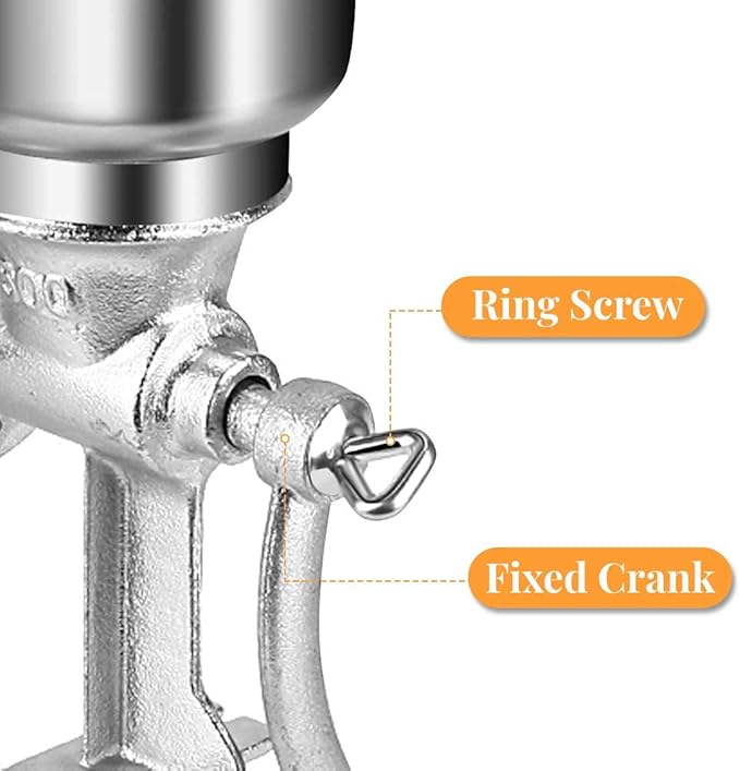 Manual Grain Grinder Hand Crank Grain Mill Table Clamp Corn Grinder Mill Cast Iron Coffee Seed Spice Beans Crusher with Large and Wooden Handle for Home Kitchen