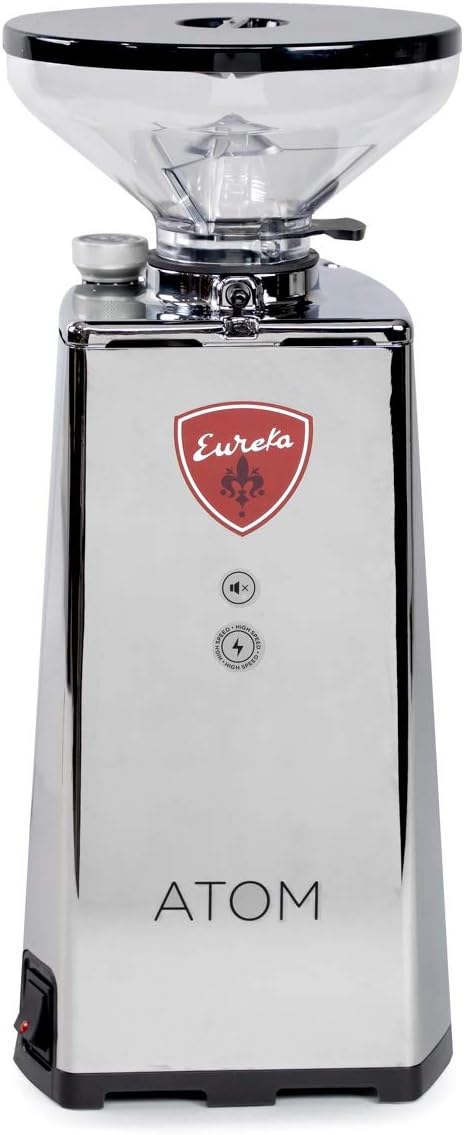 Eureka Atom Speciality 65 Espresso Grinder - Short Hopper | 65mm Flat Burrs | Silent Technology | Programmable Dosing | (Chrome)