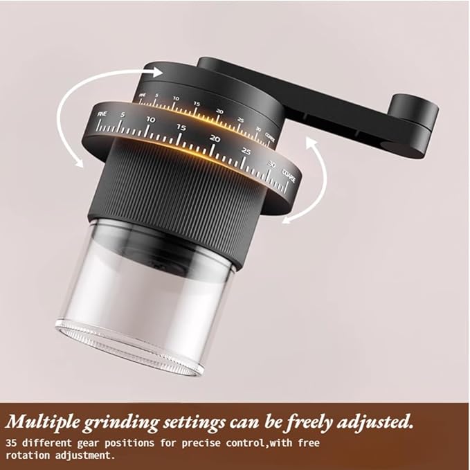 Manual Coffee Grinder, Premium Conical Burr Mill with 18 Adjustable Settings - Portable Hand Crank Bean Grinder for Espresso, French Press, Turkish Coffee, Includes Brush, Scoop & 100 Filters (black)