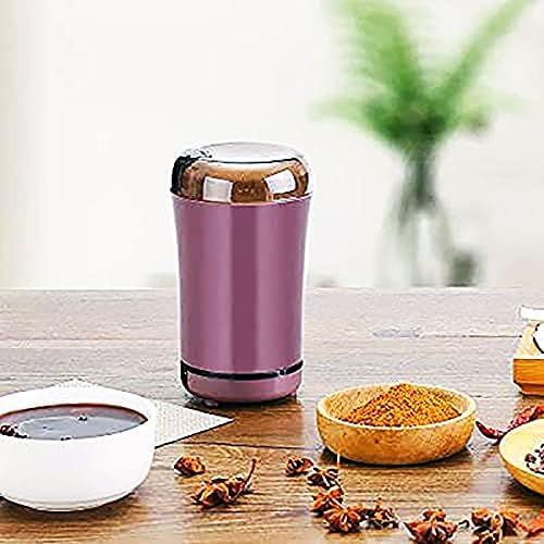 Electric Coffee Grinder, Automatic Coffee Bean Grind Mill with Stainless Blade Portable One-Touch Control Spice Grinder with Clear Lid for Grains, Herbs, Nuts, Salts, 2Oz / 8Cups, Purple