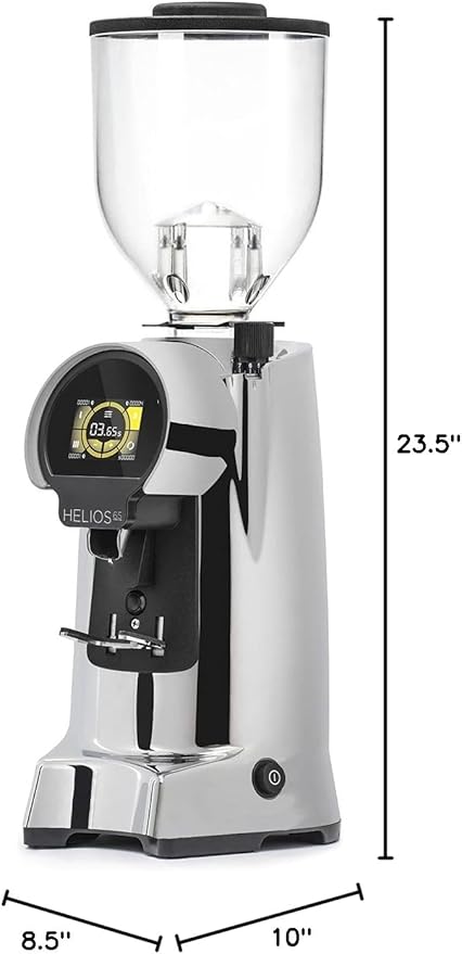 Eureka Helios 65 Commercial Espresso Grinder | Touchscreen | 65mm Burrs | Programmable | Stepless | (Chrome)