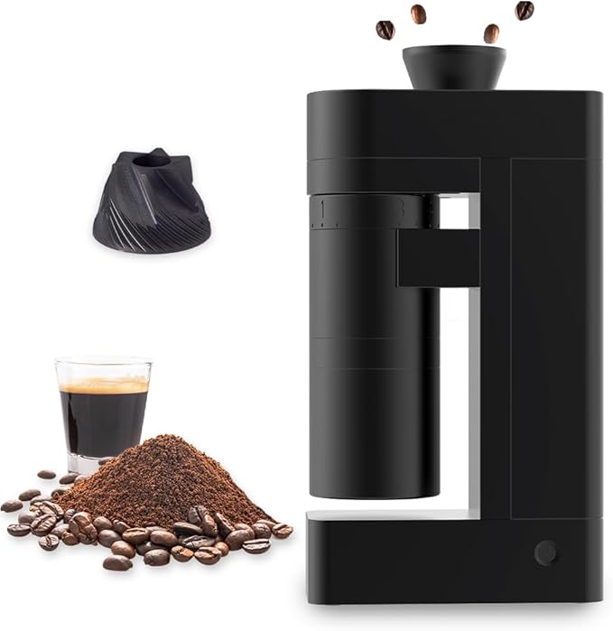 Femobook-A4 Electric Burr Coffee Grinder, Single Dose Espresso Grinder USB Rechargeable Cordless Burr Grinder with Replaceable Batteries, Black
