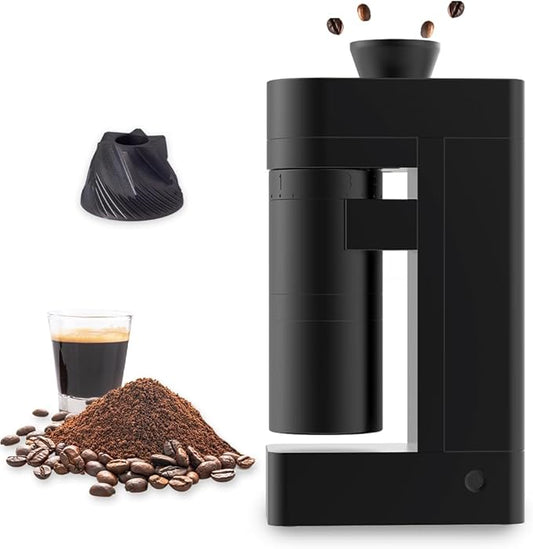 Femobook-A4 Electric Burr Coffee Grinder, Single Dose Espresso Grinder USB Rechargeable Cordless Burr Grinder with Replaceable Batteries, Black