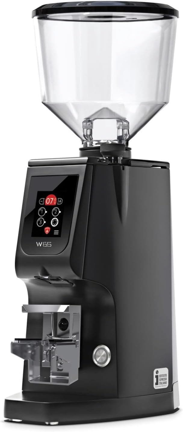 Eureka Atom W65 Grind-by-Weight Espresso Grinder | 65 mm Flat Burrs, Silent Technology, ACE Anti-Static System, Stepless Micrometric Adjustment, Touch Display & Hands-Free Fork