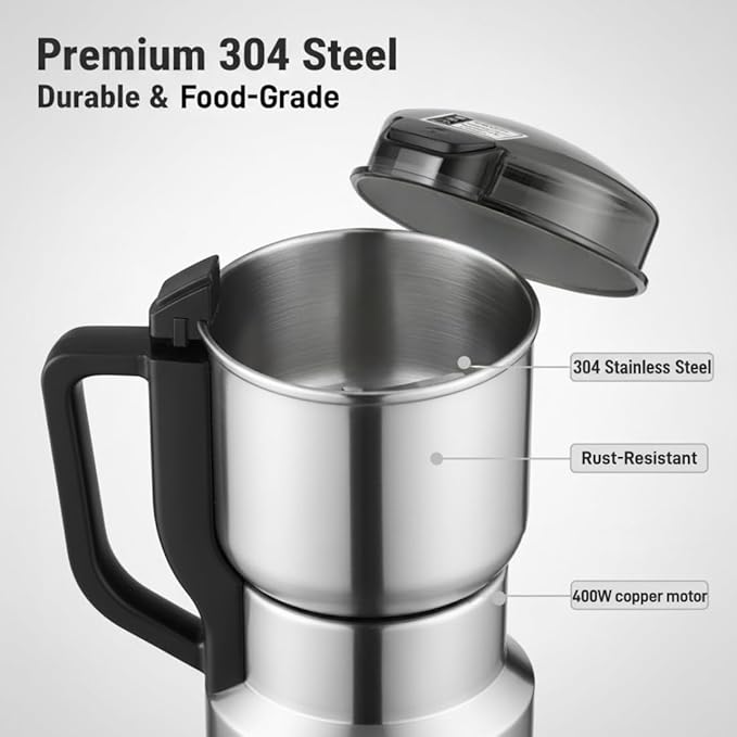 Coffee Grinder Electric, 400W Spice Grinder for Fine Powder, 14oz Large-Capacity Beans Herb Grinders with 304 Stainless Steel Blades, Grain Mills for Home Use