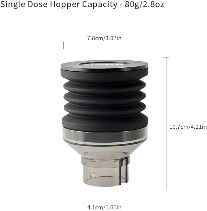 Single Dose Hopper Compatible with Eureka Mignon Espresso Coffee Grinder Silicone Bellow for Blow Out Residual Coffee Grounds (Transparent Adapter)