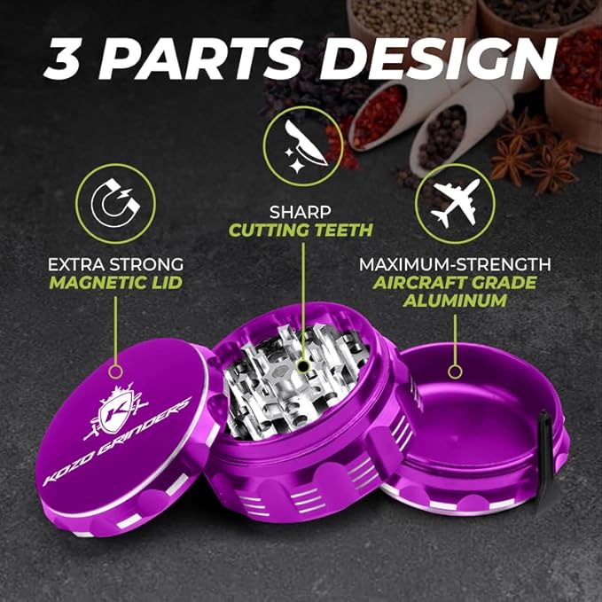 2.5 Inch Grinder Mills, Aluminum (Purple)