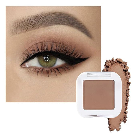 evpct Matte Brown Eyeshadow Palette Makeup for Older Women, Light Rosy Brown Cream Eye Shadow Palette Single for Older Women Matte, Monochrome Natural High Pigment Mini Eyeshadow Sombra Para Ojos