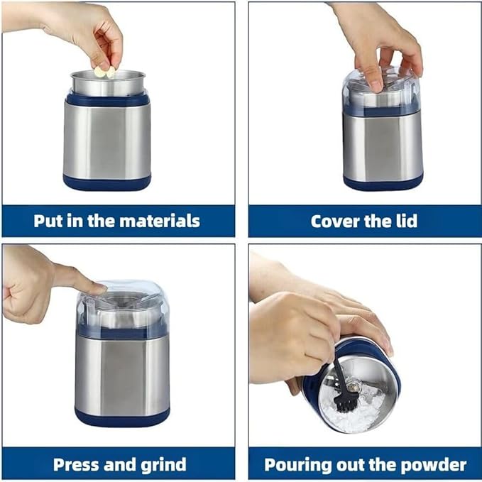 Electric Coffee Grinder DH5001B - 200W Stainless Steel Grinder for Coffee Beans, Spices, Herbs & Dry Grains, Adjustable Fineness with 60s Overload Protection
