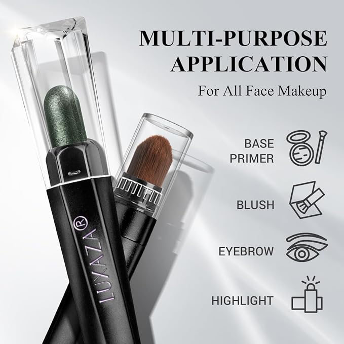 Neutral Eyeshadow Stick Makeup 6PCS Set, Green Metallic Shimmer Matte Cream Eye Shadow Eyeliner Brightener Pencil Crayon - GOLDENTREE