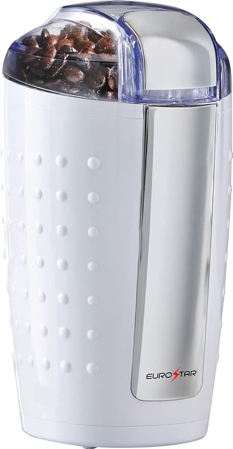EUROSTAR EG202W 3oz Electric Coffee Grinder with Stainless Steel Blades, White