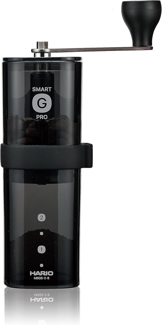 HARIO MSGS-2-B Smart G PRO Coffee Grinder, 0.8 oz (24 g), Transparent Black, Stainless Steel Blade, Disassemblable, Compact