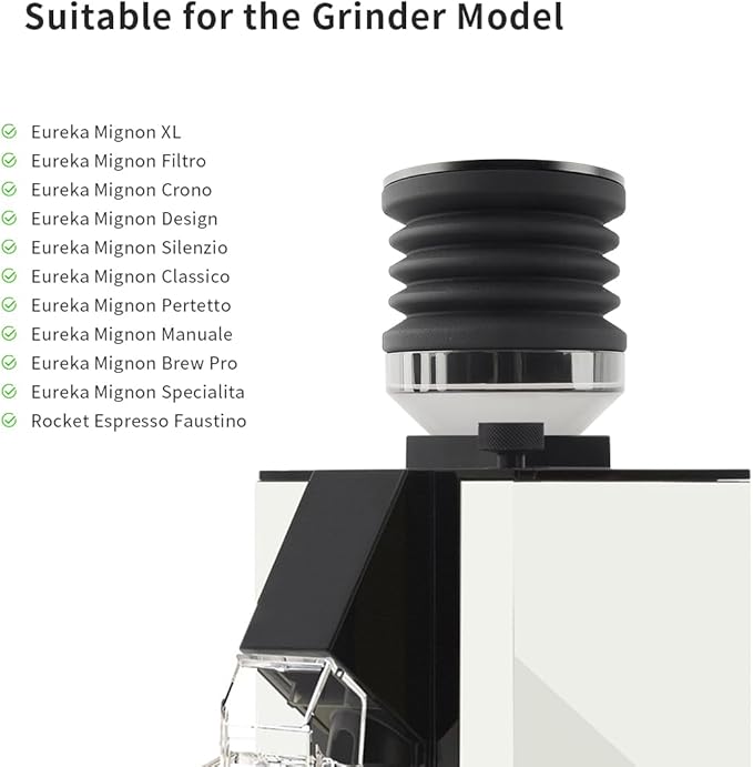 Single Dose Hopper Compatible with Eureka Mignon Espresso Coffee Grinder Silicone Bellow for Blow Out Residual Coffee Grounds (Transparent Adapter)