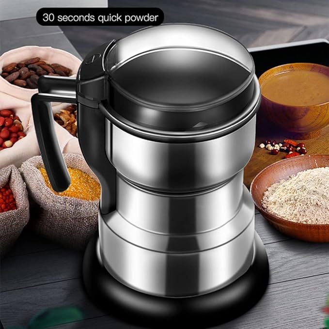 Multifunctional Smash Machine, 400W 200g Capacity Grain Coffee & Spice Grinder, Stainless Steel, Open-Cover-Stop Safety Design, 30s Speedy Grinding for Bean, Spice, Herbs, Dry Materials
