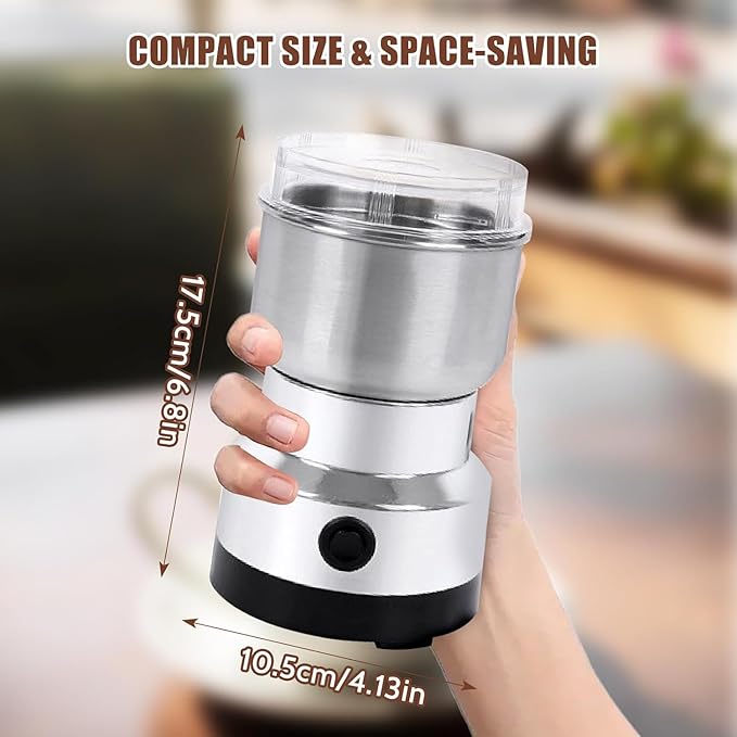 Spice Grinder, 150W Powerful Electric Coffee Bean Grinder with 4 Blades, 300ml Multi Function Mini Dry Grain Mill for Grain Nuts Seasoning Coffee Beans Spices