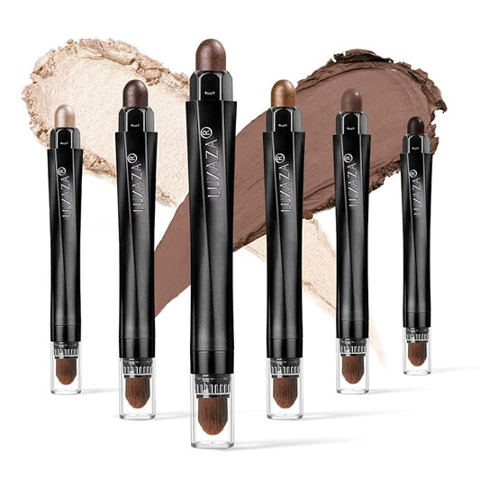 6PCS Cream Eyeshadow Stick Makeup Sets, Metallic And Matte Shimmer Eye Shadow Eye Brightener Stick Pencil Crayon, A02-Taupe Mauve