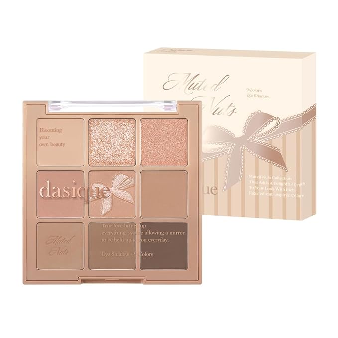 dasique Shadow Palette #24 Muted Nuts 7.5g I 9 Blendable Shades in Smooth Matte and Shimmer Finishes with Gorgeous Pearls | Eye Makeup Palette | Cruelty Free | K-beauty