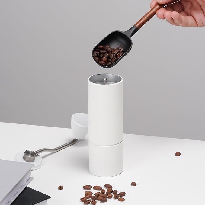 TIMEMORE Manual Coffee Grinder Stainless Steel Conical Hand Grinder Burr Chestnut C2S Internal Adjustable Setting Capacity 20g Pour Over Mocha Coffee for Travel, Camping, Home White
