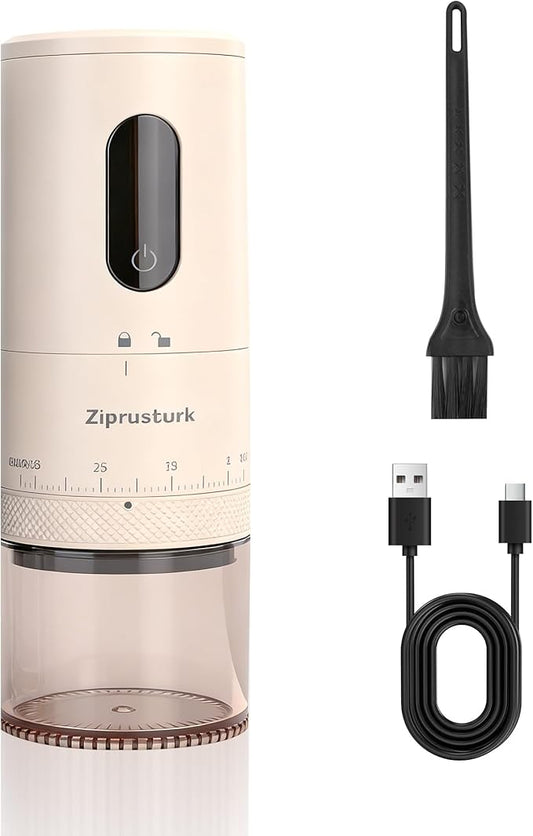 First Grind-While-Charging Rechargeable Coffee Grinder, 1.7X Faster Grinding with Portable Electric Burr Coffee Grinder with 38 Adjustable Grind Settings (CERAMIC BURR - White - Touch screen control)