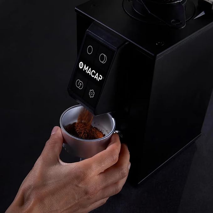 LEO 55 Touch Burr Coffee Grinder, Chrome – 55mm Flat Burrs, Compact & Quiet, Stepless Micrometric Adjustment, Precision Grinding, Home Espresso Machine Compatible, Touch Screen