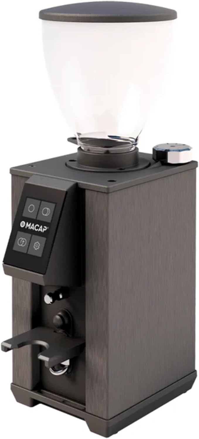 LEO 55 Touch Burr Coffee Grinder, Satin Black – 55mm Flat Burrs, Compact & Quiet, Stepless Micrometric Adjustment, Precision Grinding, Home Espresso Machine Compatible, Touch Screen