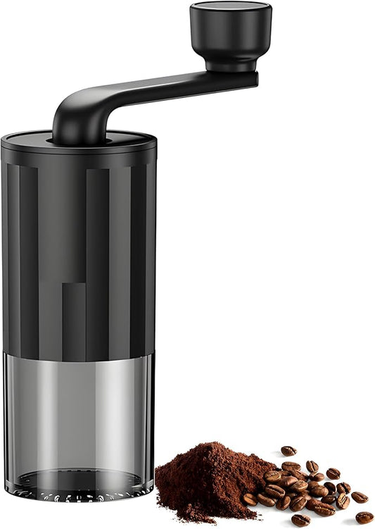 Manual Coffee Grinder with Ceramic Burr, Portable Conical Mill for Home, Office, Travel, Camping, Black