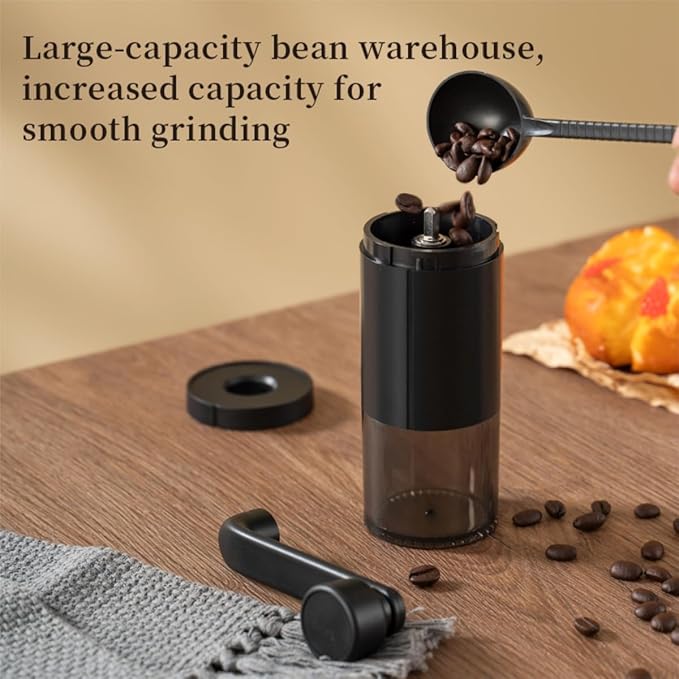 Manual Conical Burr Coffee Grinder, Ceramic Mill, Hand Crank,Portable,Perfect for Espresso maker at home,Travel,Camping,Internal Adjustable Setting, Visible Powder Bin