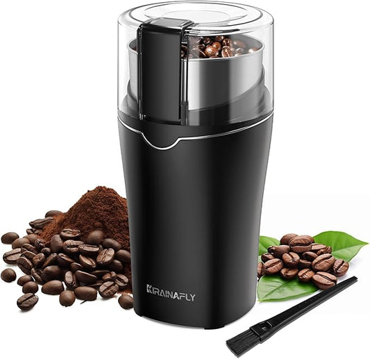 Spice Grinder Electric, Electric Coffee Bean Grinder for Kitchen, Stainless Steel Removable Chamber, Up to 12 Cups, Easy for Coffee Beans,Spices,Herb,flaxseed and Nuts, Silver