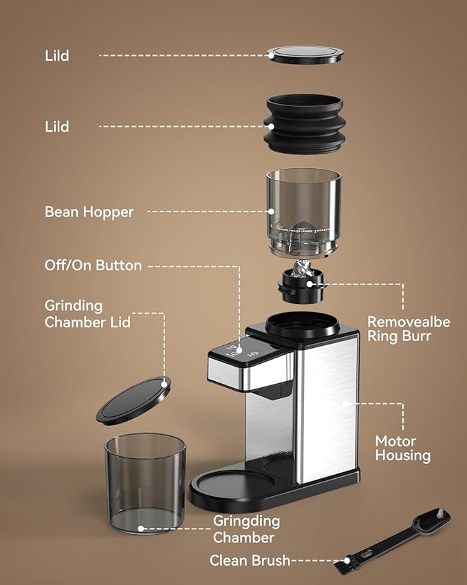 Onical Burr Coffee Grinder, Stainless Steel, 25 Grind Settings, Touchscreen, Anti-static, 1-12 Cup Capacity For Espresso, French Press & Drip Coffee(Black)