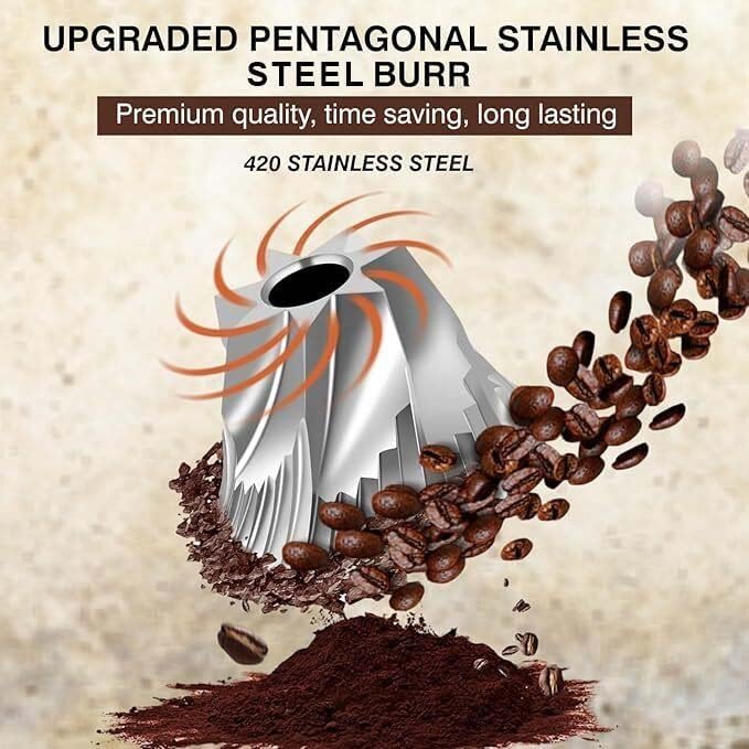 Manual Coffee Grinder - Stainless Steel Conical Burr Hand Mill for Espresso & French Press - Adjustable & Portable